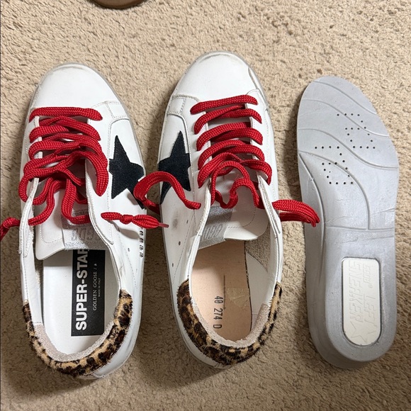 Golden Goose Shoes - Golden Goose White Sneakers with Red Laces and Black Stars